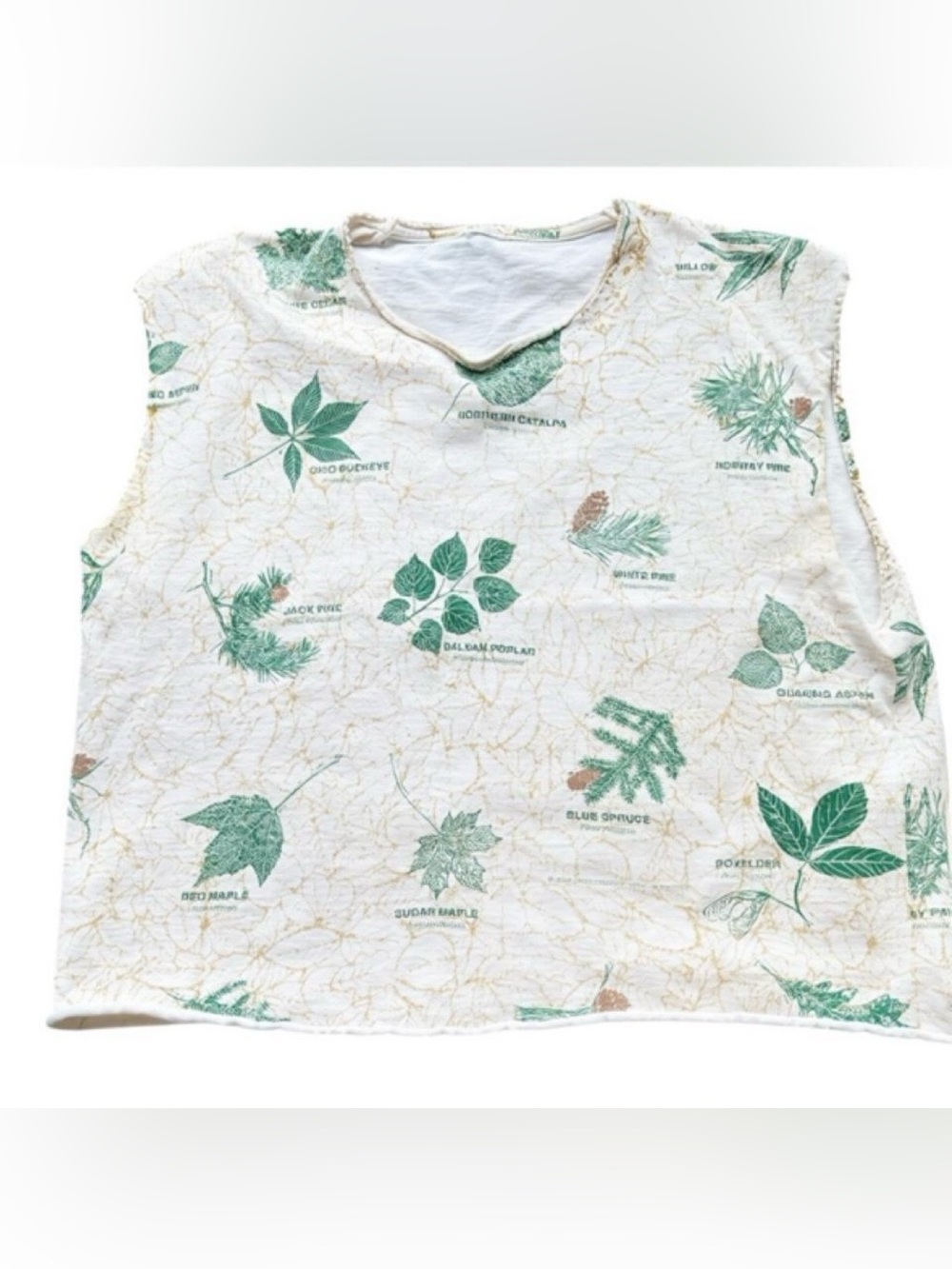 Vintage Tree Botanical Print Cutoff Sweatshirt Granola Nature Cropped Hippie